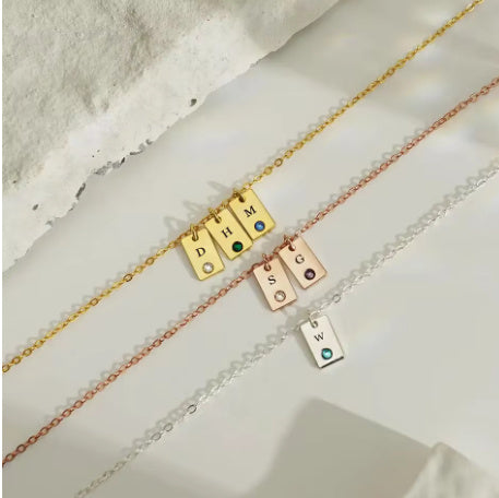 Stainless Steel Birthday Stone Necklace
