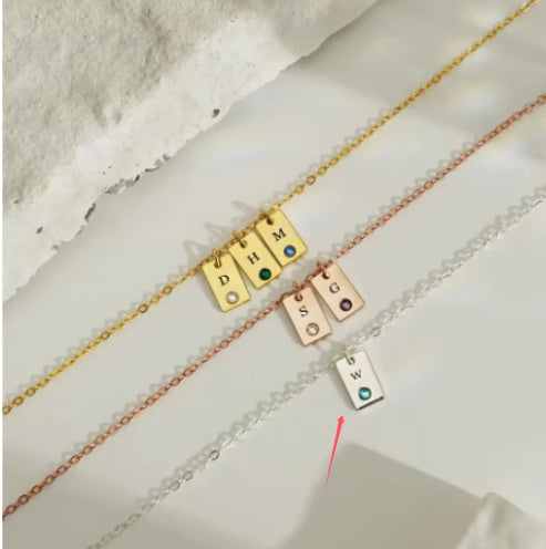 Stainless Steel Birthday Stone Necklace