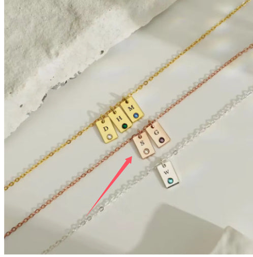 Stainless Steel Birthday Stone Necklace