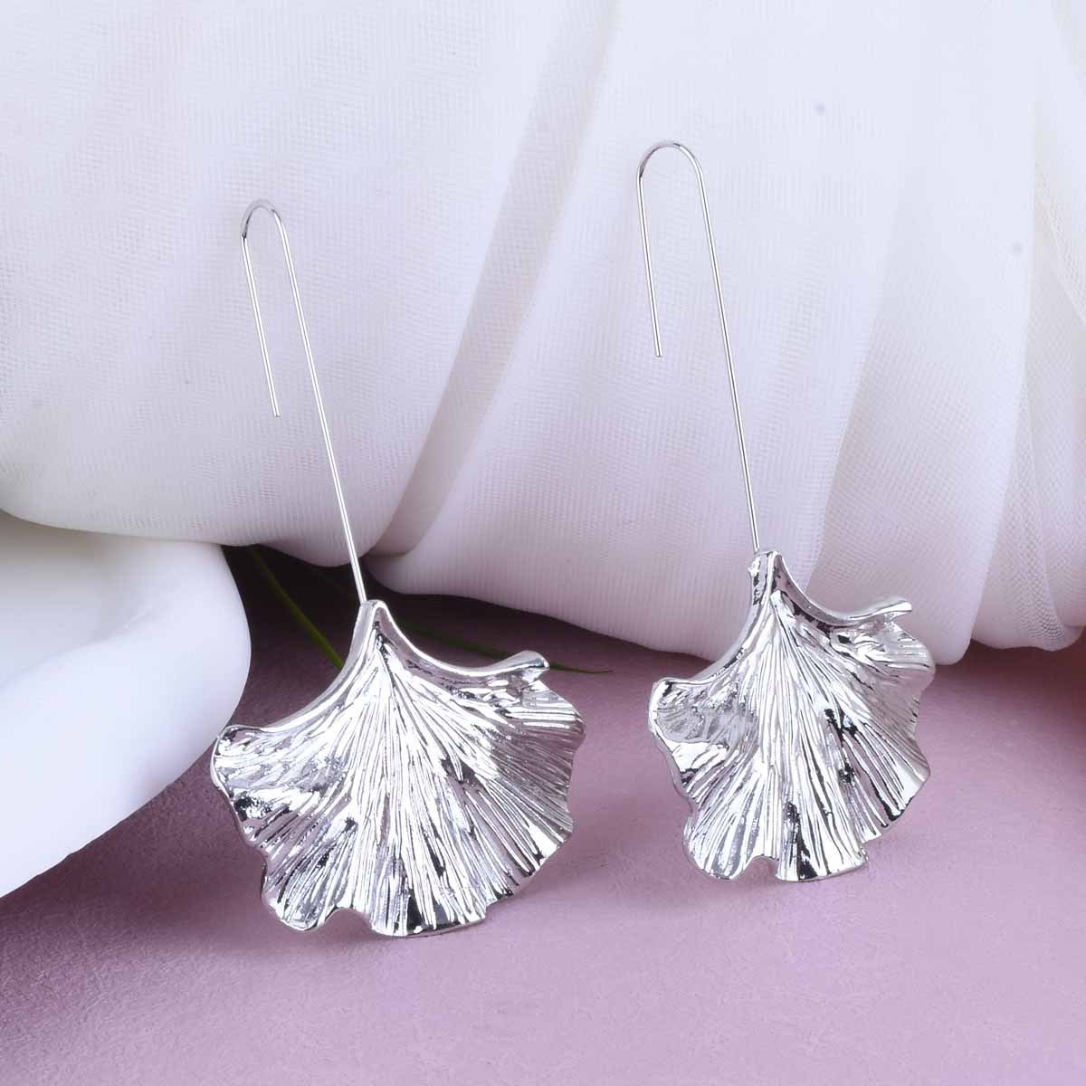 Ginkgo Leaf Alloy Texture Leaf Earrings