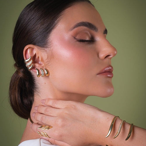 Niche High-grade Stainless Steel Rhinestone Feather Earrings