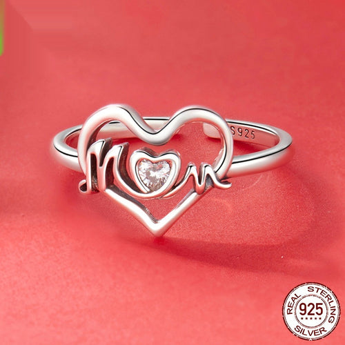 Mother's Day Love Heart-shaped Ring S925 Sterling Silver