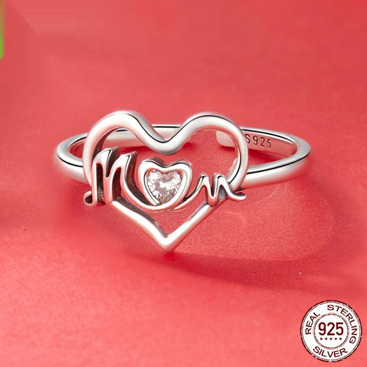 Mother's Day Love Heart-shaped Ring S925 Sterling Silver
