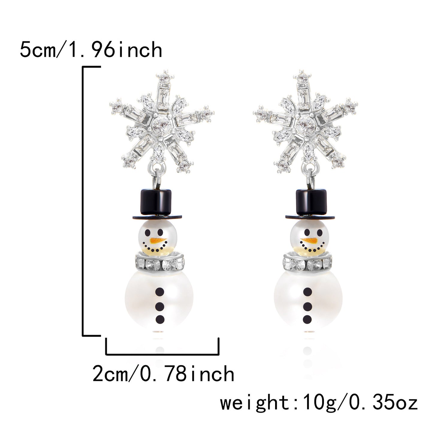Christmas Cross-border Diamond Snowflake Pearl Hat Snowman Earrings