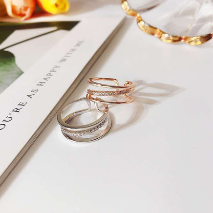 Simple Multi-layer Hollow Micro-inlaid Zircon Ring