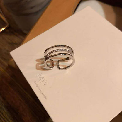 Simple Multi-layer Hollow Micro-inlaid Zircon Ring