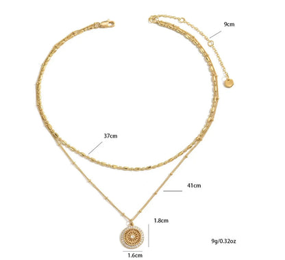 Chain Paired With Crystal Medal Pendant