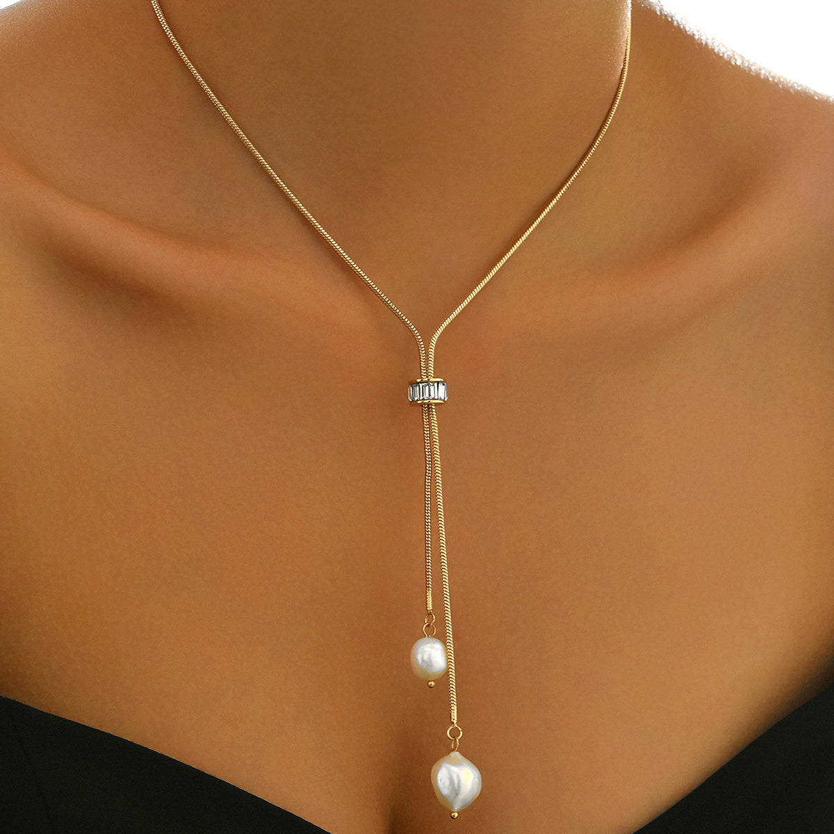 Lxalry Golden Electroplated Iron Dual Pendant Necklace, Adjustable Layered Chain Jewelry For Women, Handmade Lightweight Gift For Everyday Elegance & Special Occasions