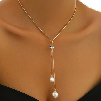 Lxalry Golden Electroplated Iron Dual Pendant Necklace, Adjustable Layered Chain Jewelry For Women, Handmade Lightweight Gift For Everyday Elegance & Special Occasions