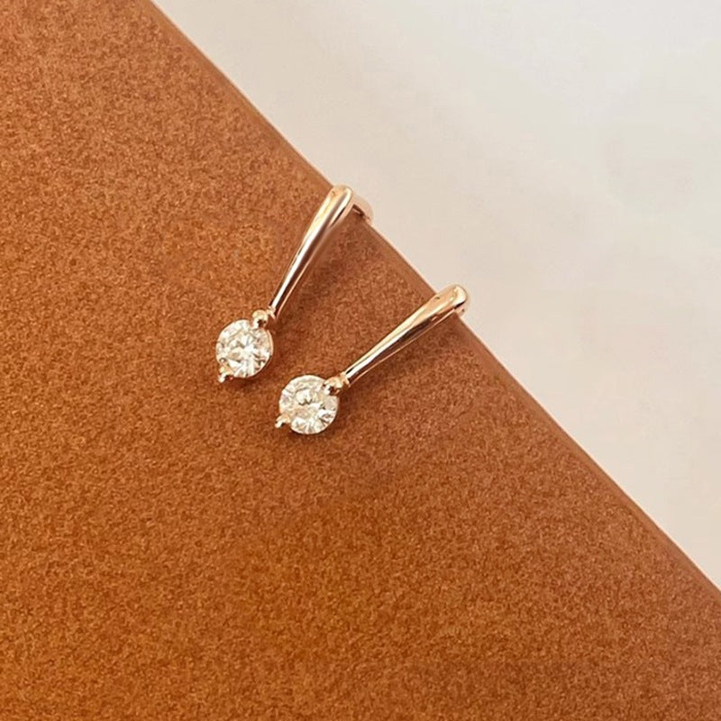 Simple Inlaid Zircon Stud Earrings Minimalist