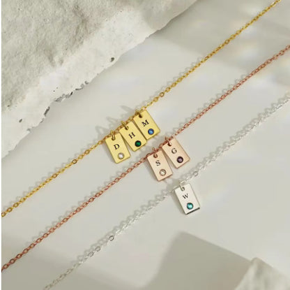 Stainless Steel Birthday Stone Necklace