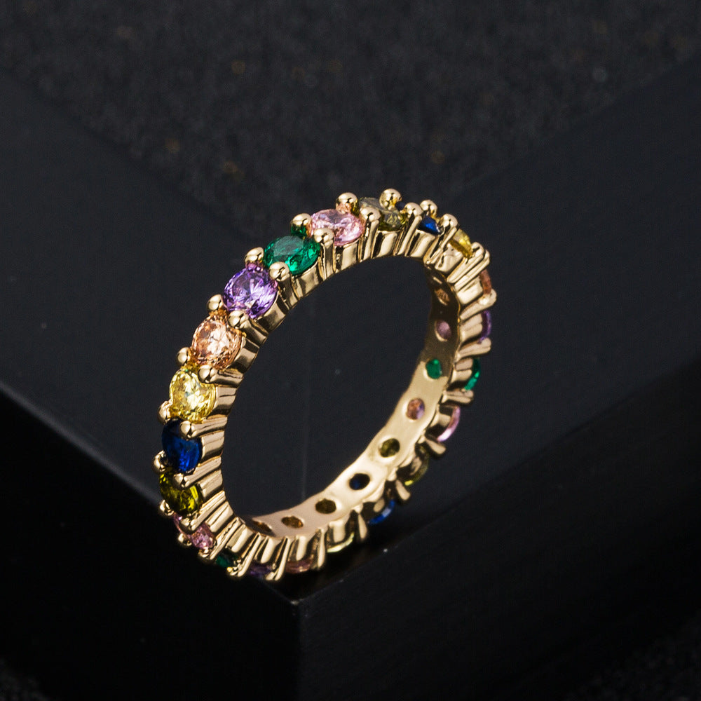 Personality Copper-plated Gold Micro-inlaid Zircon Ring