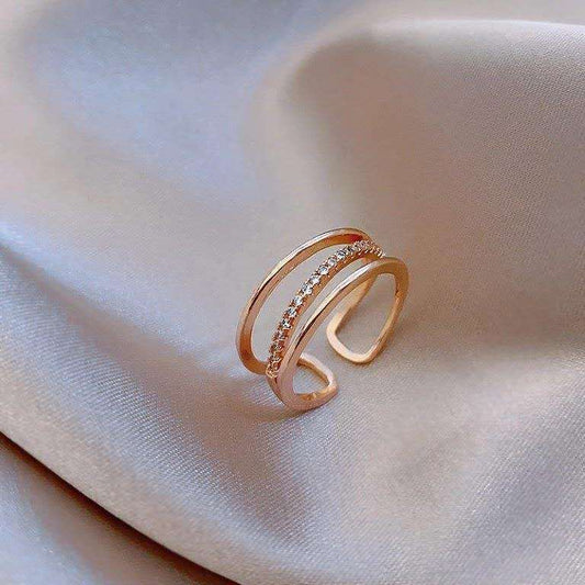 Simple Multi-layer Hollow Micro-inlaid Zircon Ring