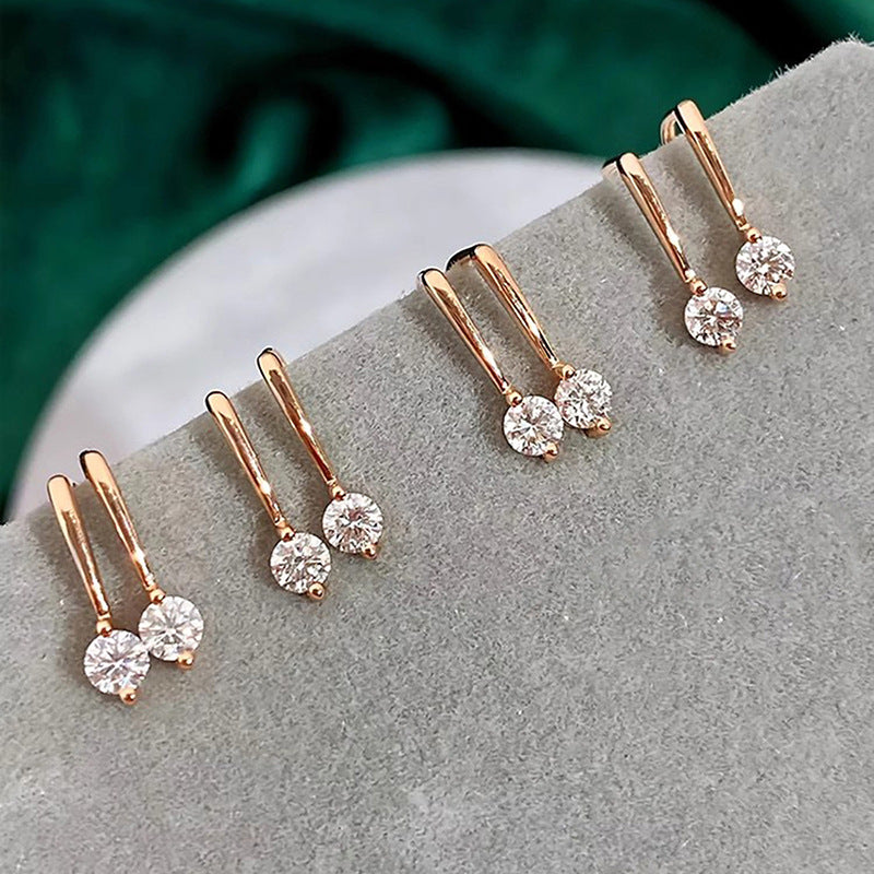 Simple Inlaid Zircon Stud Earrings Minimalist