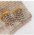 Exaggerated Zircon Ins Tassel Earrings Niche Design