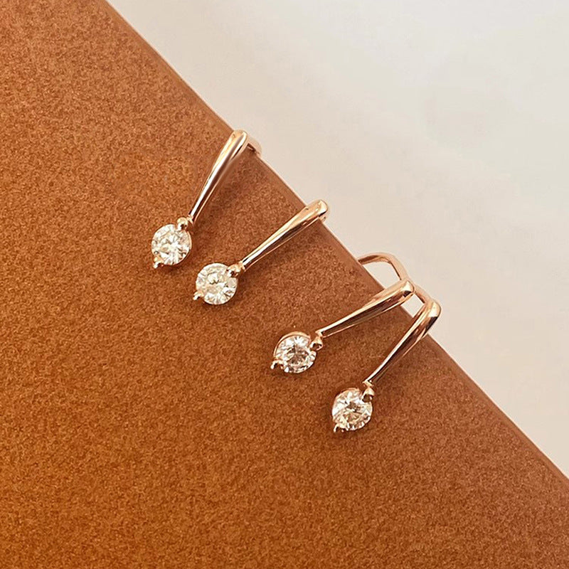 Simple Inlaid Zircon Stud Earrings Minimalist