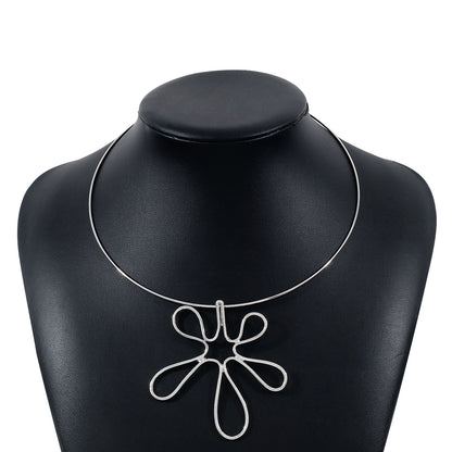 N11533 Personality Geometry Flower Necklace