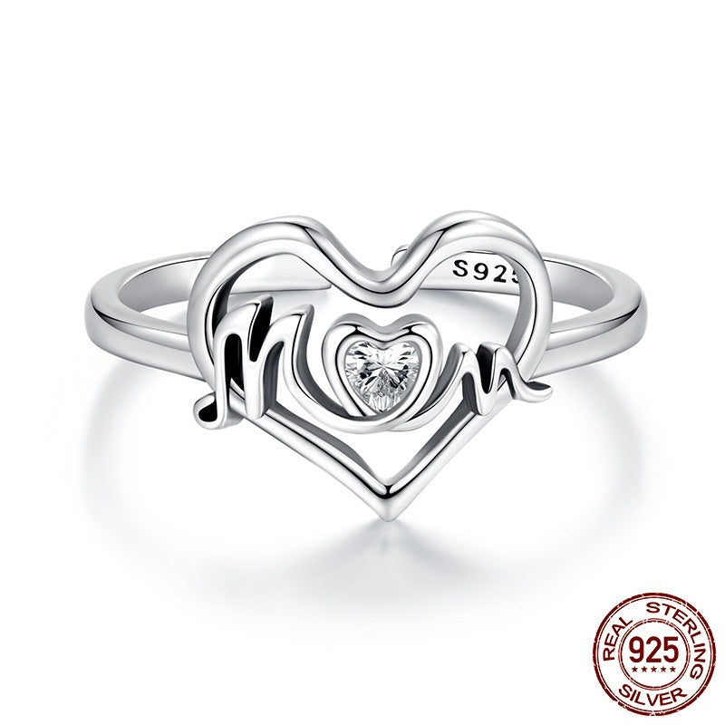 Mother's Day Love Heart-shaped Ring S925 Sterling Silver