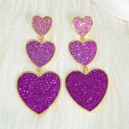 Three-layer Heart Shaped Love Earrings Simple Pendant Acrylic