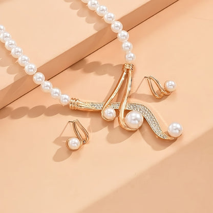 A Round Artificial Pearl Necklace And A Pair Of Geometric Round Artificial Pearl Earrings Are Fashionable, Elegant And Noble, Perfect Gifts For Lovers And Friends.