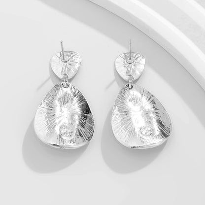 Drop-shaped Micro-inlaid Turquoise Pleated Ear Studs