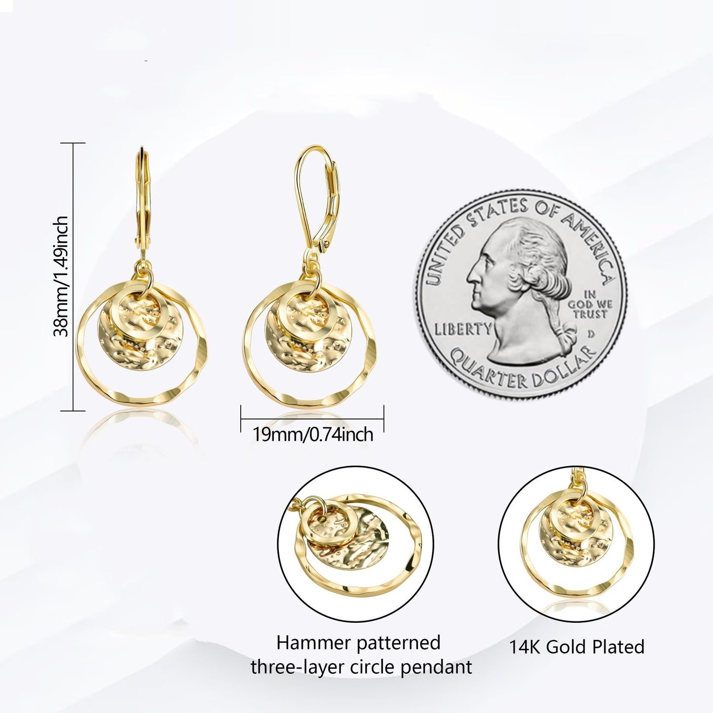 Brass Irregular Wafer Ring Ear Clip