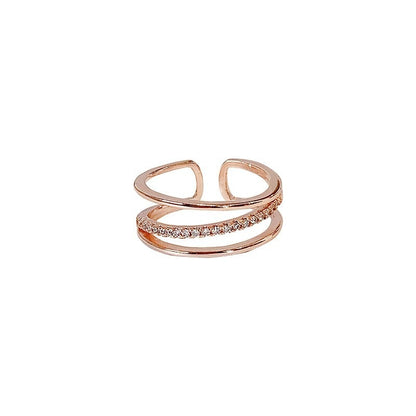 Simple Multi-layer Hollow Micro-inlaid Zircon Ring