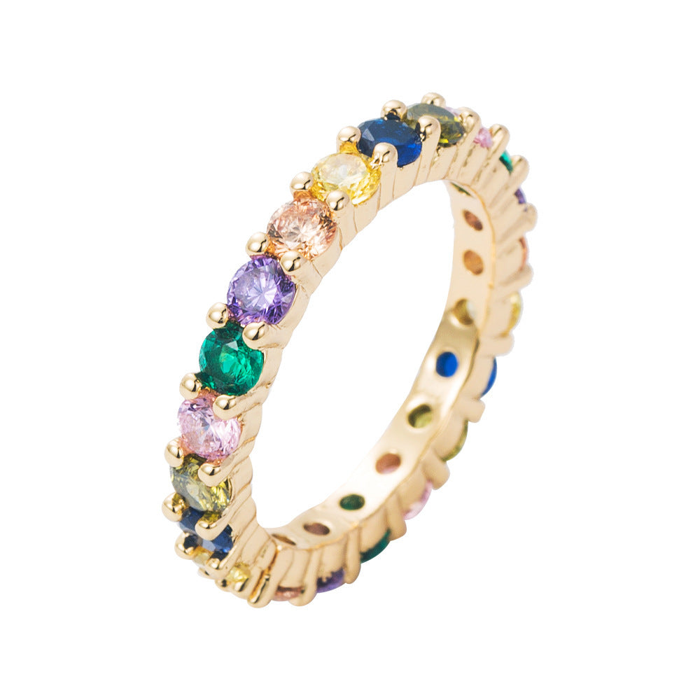 Personality Copper-plated Gold Micro-inlaid Zircon Ring