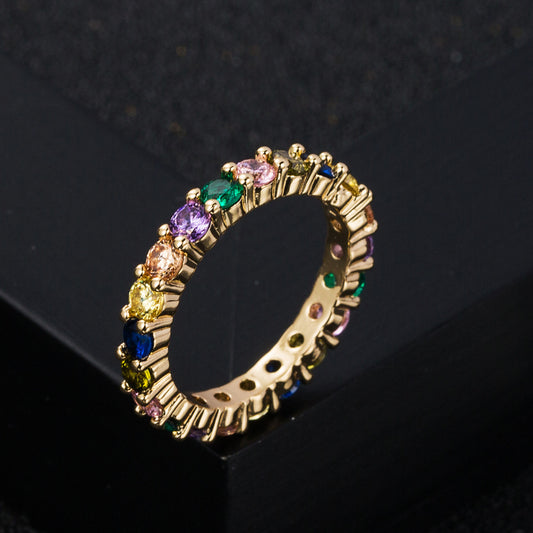 Personality Copper-plated Gold Micro-inlaid Zircon Ring