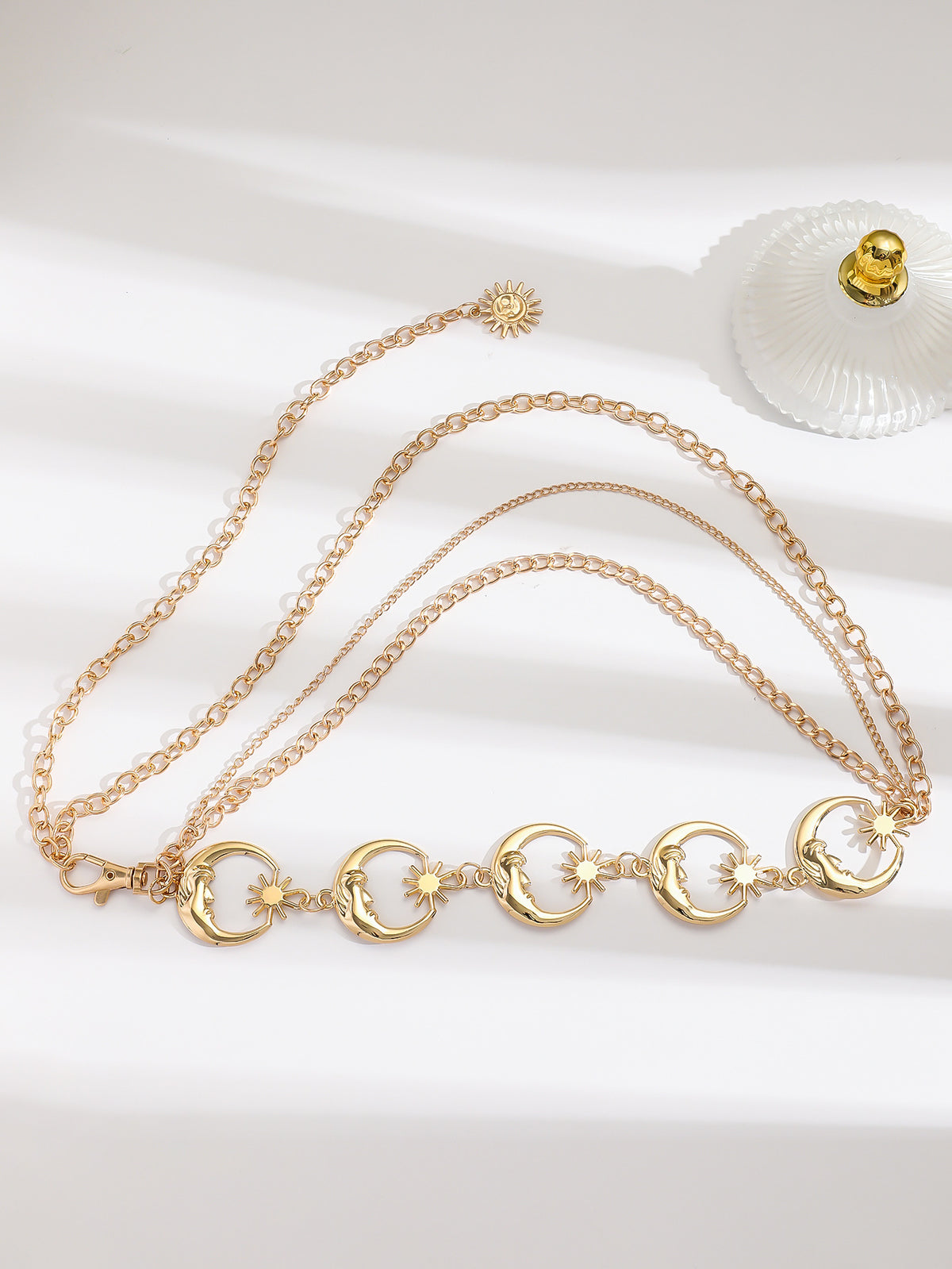 Crescent Waist Chain Tassel Multi-layer Chain Adjustable