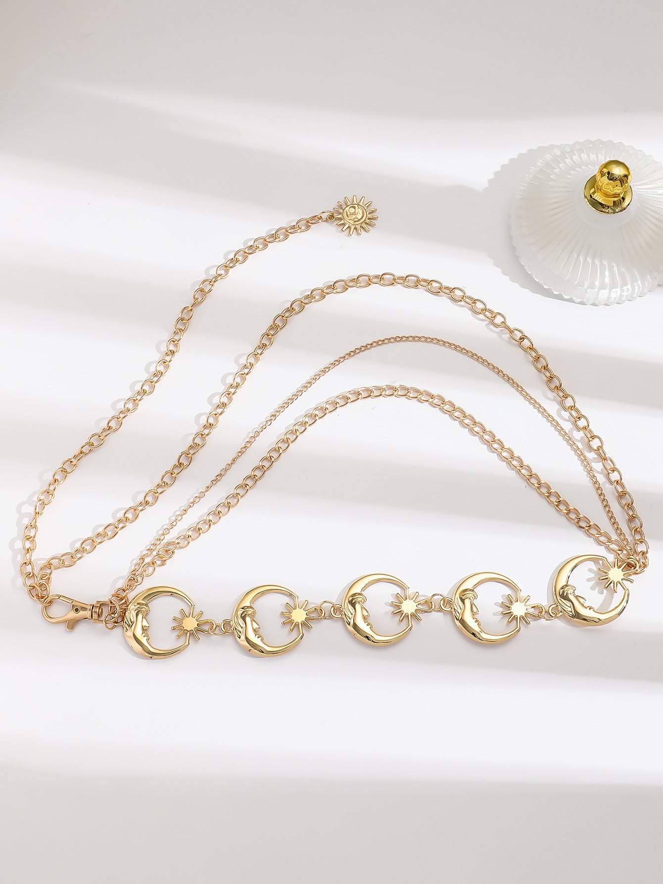 Crescent Waist Chain Tassel Multi-layer Chain Adjustable