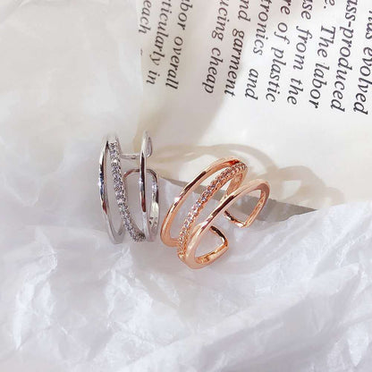Simple Multi-layer Hollow Micro-inlaid Zircon Ring