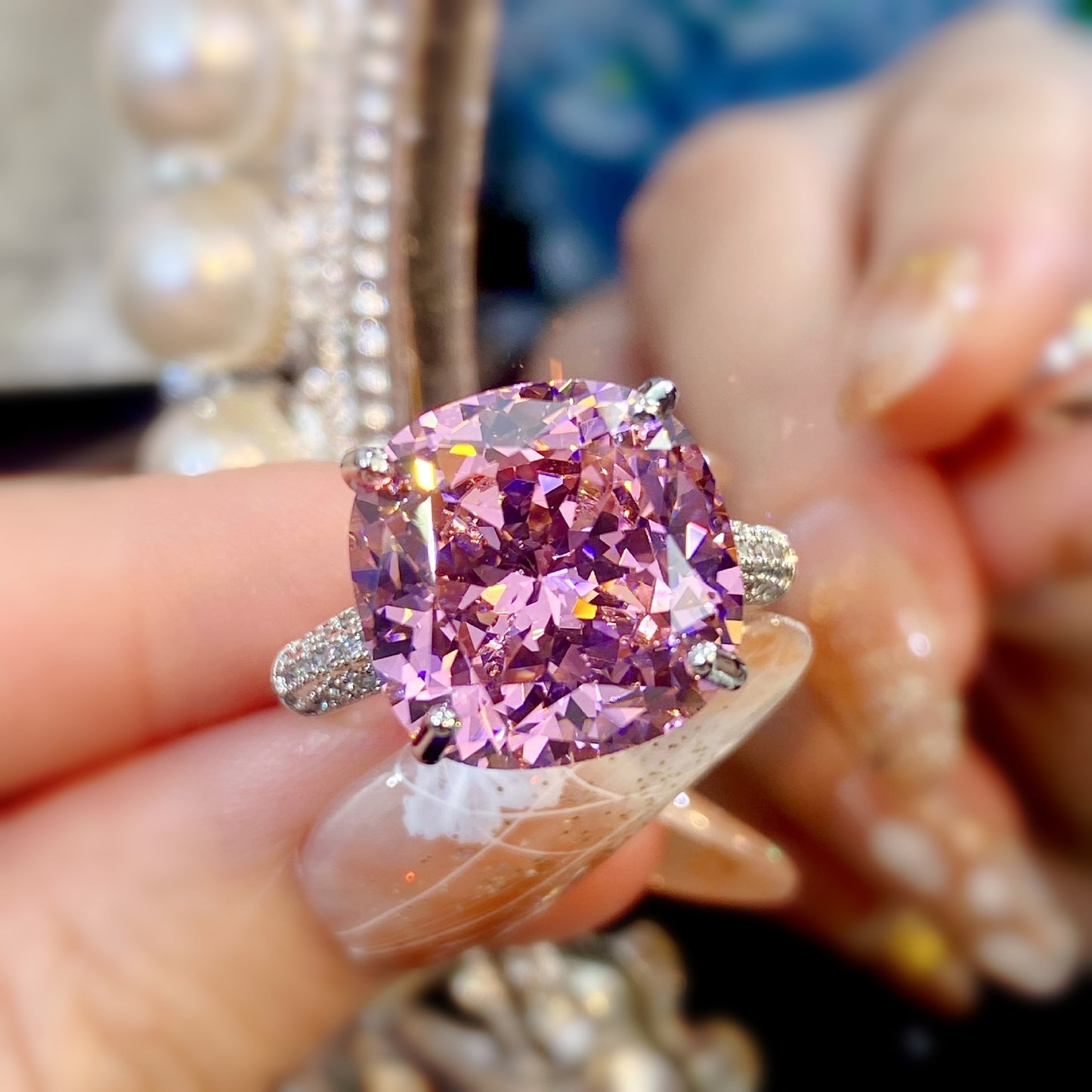 Oversized Sparkling Starry Sky Cut Ring