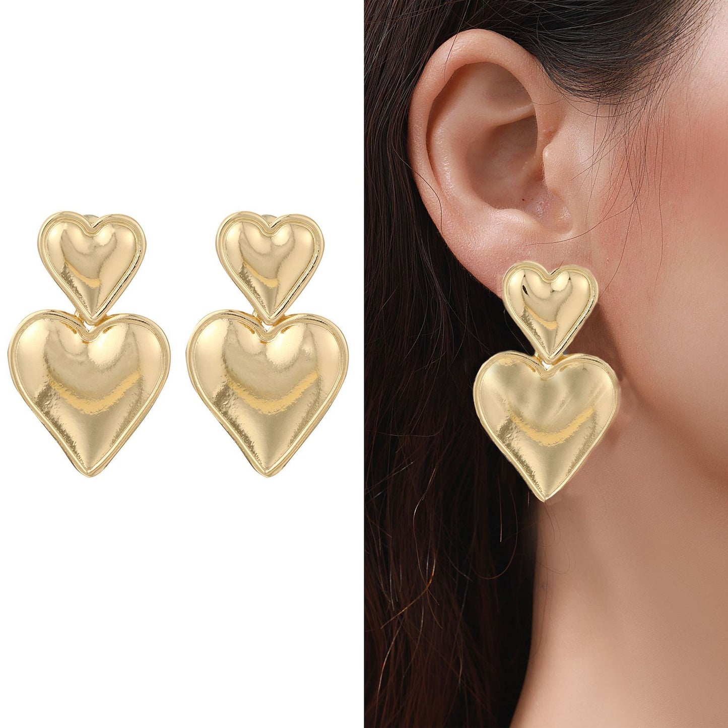 Three-layer Heart Shaped Love Earrings Simple Pendant Acrylic