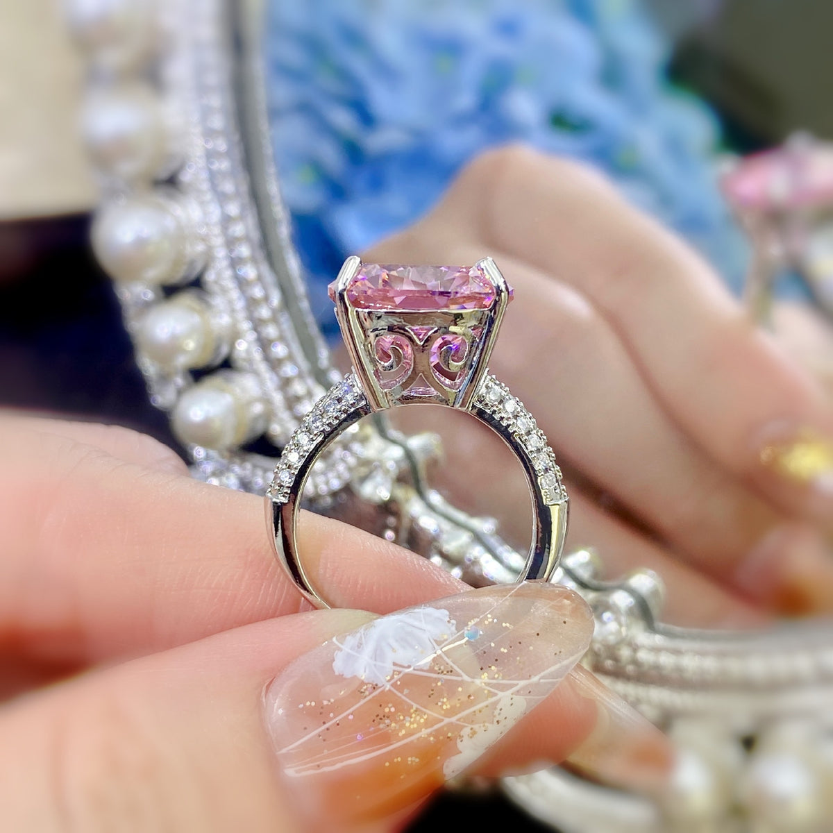 Oversized Sparkling Starry Sky Cut Ring