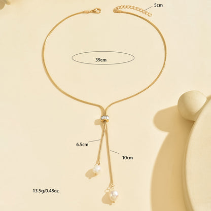 Lxalry Golden Electroplated Iron Dual Pendant Necklace, Adjustable Layered Chain Jewelry For Women, Handmade Lightweight Gift For Everyday Elegance & Special Occasions