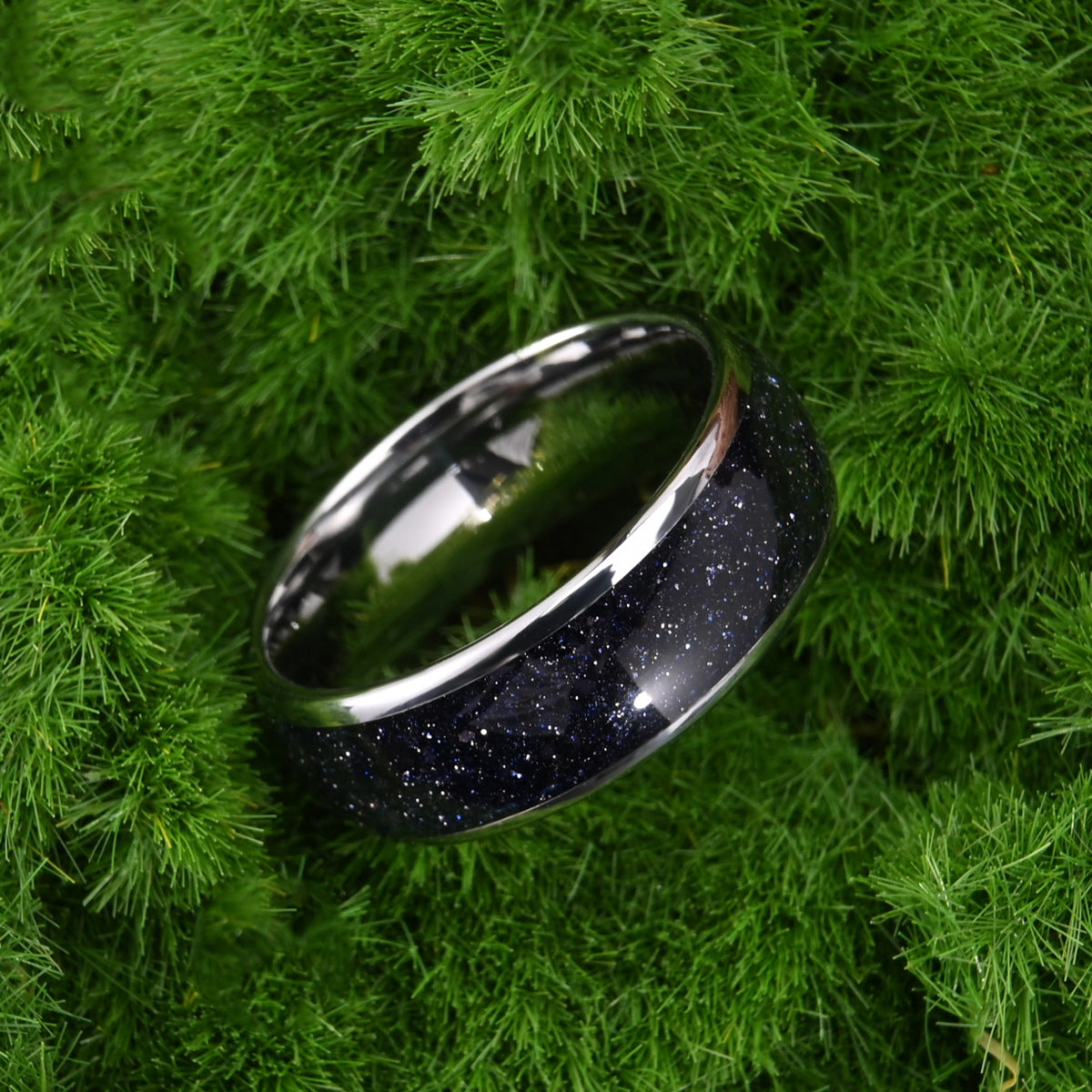 8mm Starry Sky Tungsten Steel Ring Couple