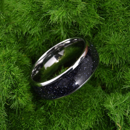 8mm Starry Sky Tungsten Steel Ring Couple
