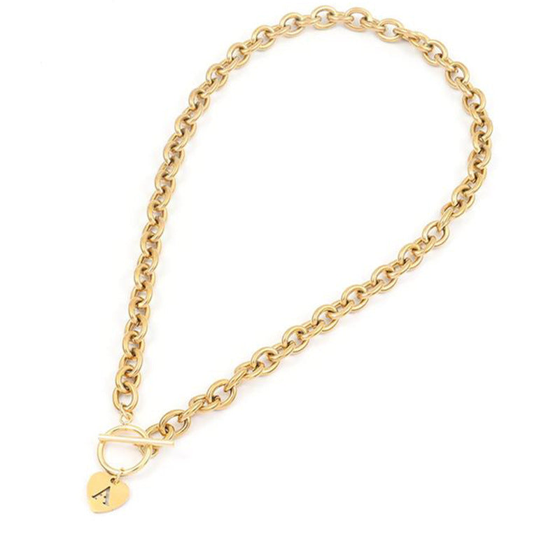 Letter Necklace Stainless Steel Heart Pendant
