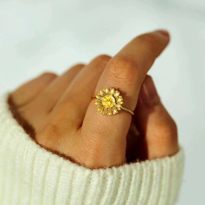 Women's Pastoral Fashion Sunflower Ring