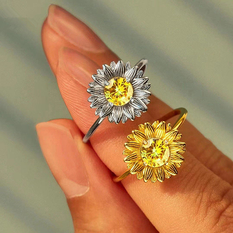 Women's Pastoral Fashion Sunflower Ring