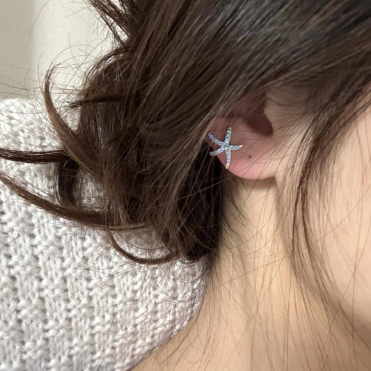 Blue Zircon Starfish Stud Earrings Women's All-match Fashion