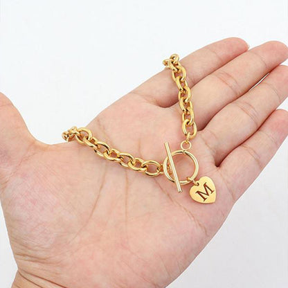 Letter Necklace Stainless Steel Heart Pendant