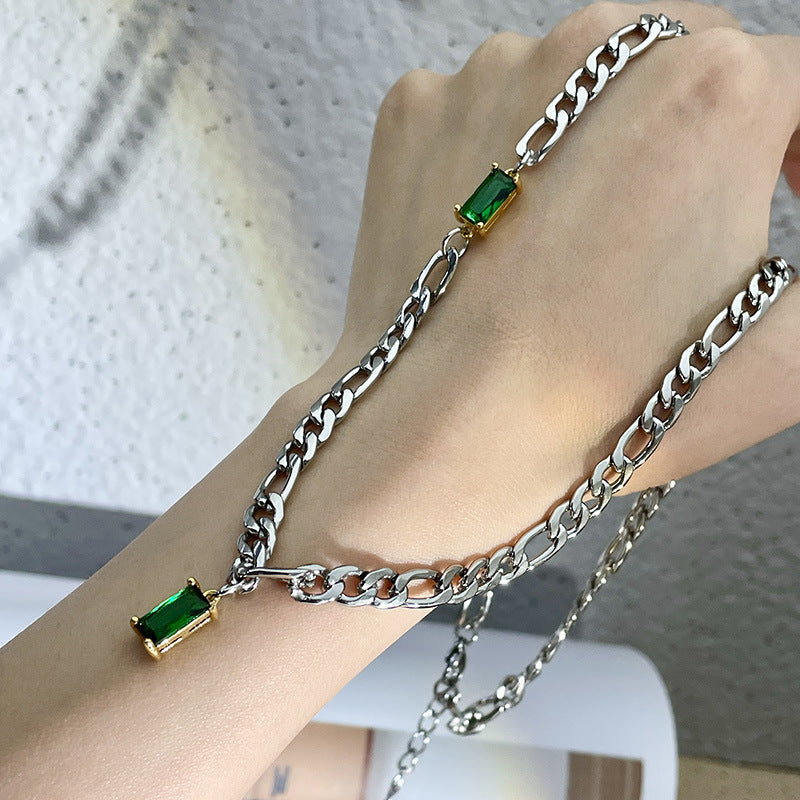 Special-interest Design Emerald Zircon Stitching Light Luxury Necklace