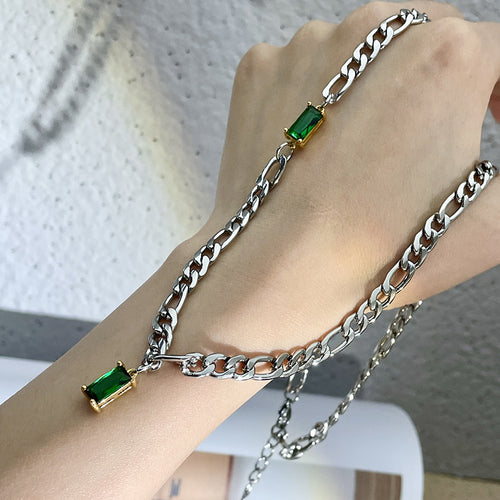 Special-interest Design Emerald Zircon Stitching Light Luxury Necklace