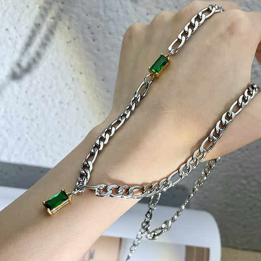 Special-interest Design Emerald Zircon Stitching Light Luxury Necklace