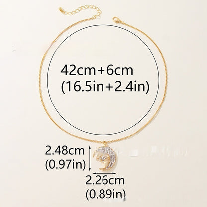 Niche Design Star Moon Inlaid Pendant Necklace For Women