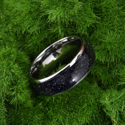 8mm Starry Sky Tungsten Steel Ring Couple