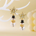 Christmas Cross-border Diamond Snowflake Pearl Hat Snowman Earrings