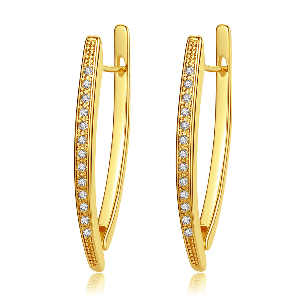 Large V-shaped Earrings With Unique English Letters